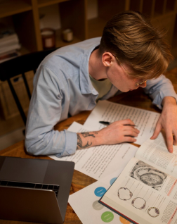 Student studying at home